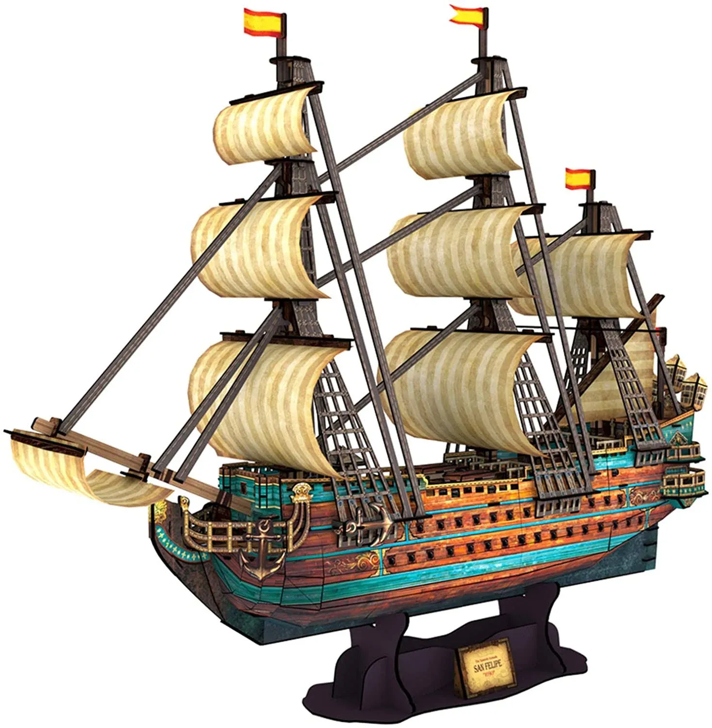 3D Puzzles for Adults Led Pirate Ship Queen Anne&#039;s Revenge Large 27&#039;&#039; Model NEW