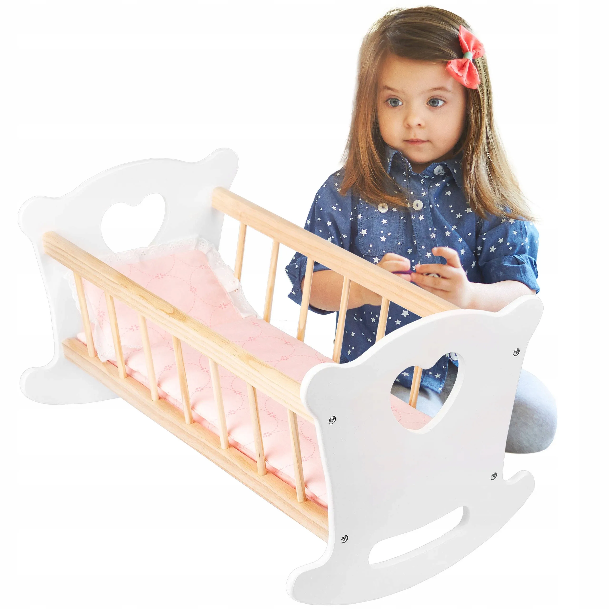 Green series Kinderplay Baby Doll Crib | Baby Doll Cradle - Baby Doll Crib Set | Babydoll Crib | Bassinet Doll | Baby Doll Beds and Cribs | Babydoll Cradle | Baby Doll Cribs White GS2100