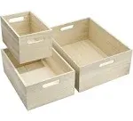 Sorbus 3-Piece Wood Crate Set in Natural