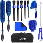 NIKCOSMK 12pcs Wheel Brush Kit for Cleaning Wheel and Tire, Wheel and Rim Brush, Car Detailing Brushes, Tire Brush, Bendable & Durable Car Wheel Rim