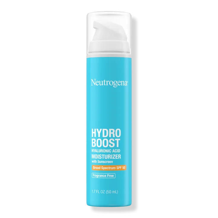 Neutrogena Hydro Boost Hyaluronic Acid Facial Moisturizer with Broad Spectrum SPF 50 Sunscreen, Daily Water Gel Face Moisturizer to Hydrate & Soothe Dry Skin, Fragrance-Free, 1.7 fl. oz