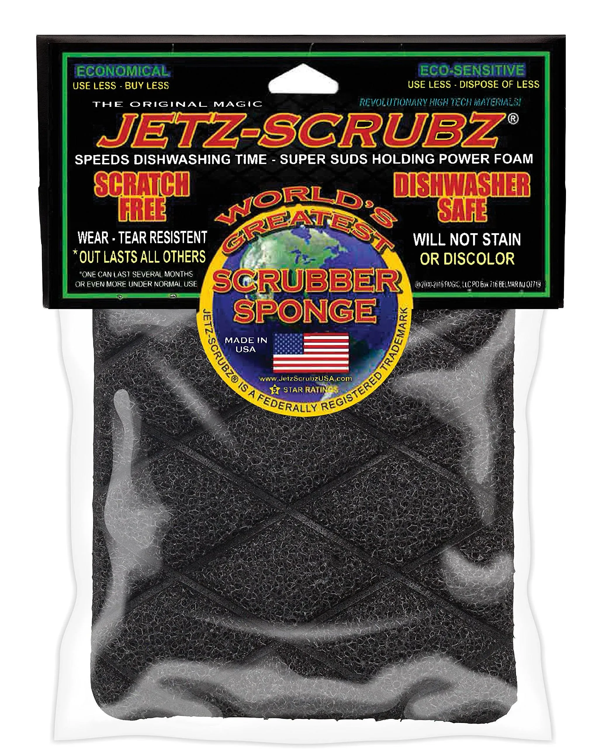 The Original Magic Jetz Scrubz J27 Scrubber Sponge Rectangle, Pack of 3