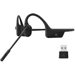 Shokz (AfterShokz)OpenComm UC Bone Conduction Bluetooth Stereo Computer Headset with Loop100 USB-A Adapter-Wireless PC Headphones Noise-Canceling Boom Microphone for Home Office Use,with Bookmark