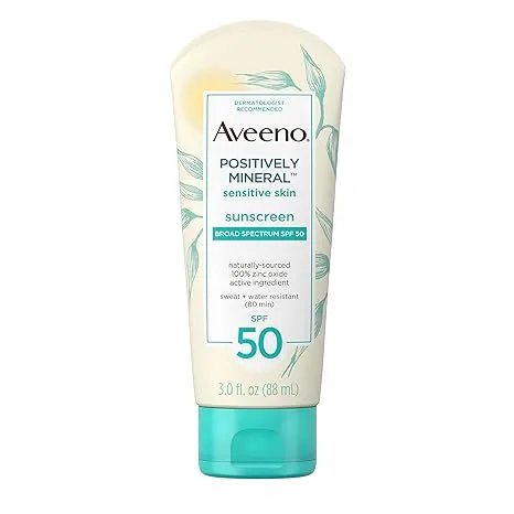 Aveeno Positively Mineral Sunscreen, Sensitive Skin, Broad Spectrum SPF 50 - 3 fl oz