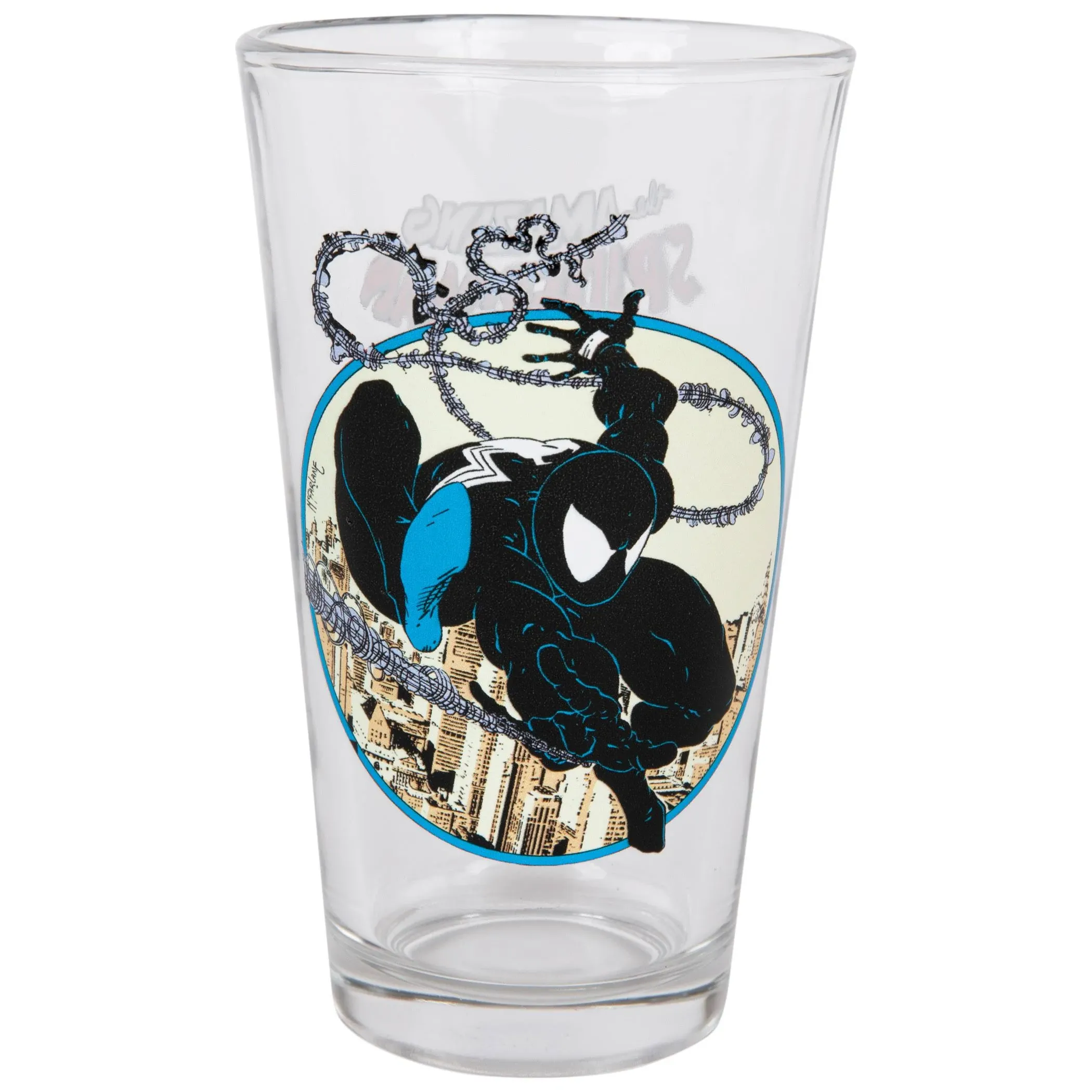 Spider-Man Marvel Comics Classic Black-Suit Web Slinging Toon Tumblers Pint Glass