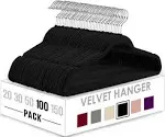 Utopia Home Premium Velvet Hangers 100 Pack - Non-Slip Clothes Hangers - Black Hangers - Suit Hangers with 360 Degree Rotatable Hook