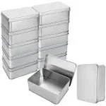 RHBLME 12 Pack Silver Metal Rectangular Tin Box Lids, 4.9" x 3.6" x 1.8" Large Containers Cookie Tins with Lids, Holder for Keeping Car Keys, Cookie