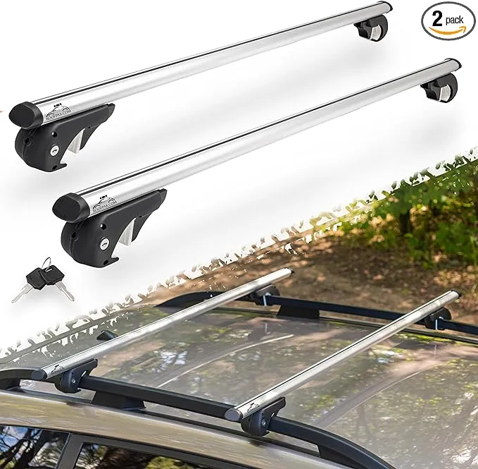 RoofPax 52" Car Roof Rack for Raised Side Rails Cross Bars Adjustable Aluminum Anti-Rust Crossbars Ideal Crossbars for SUV Sedans and Vans