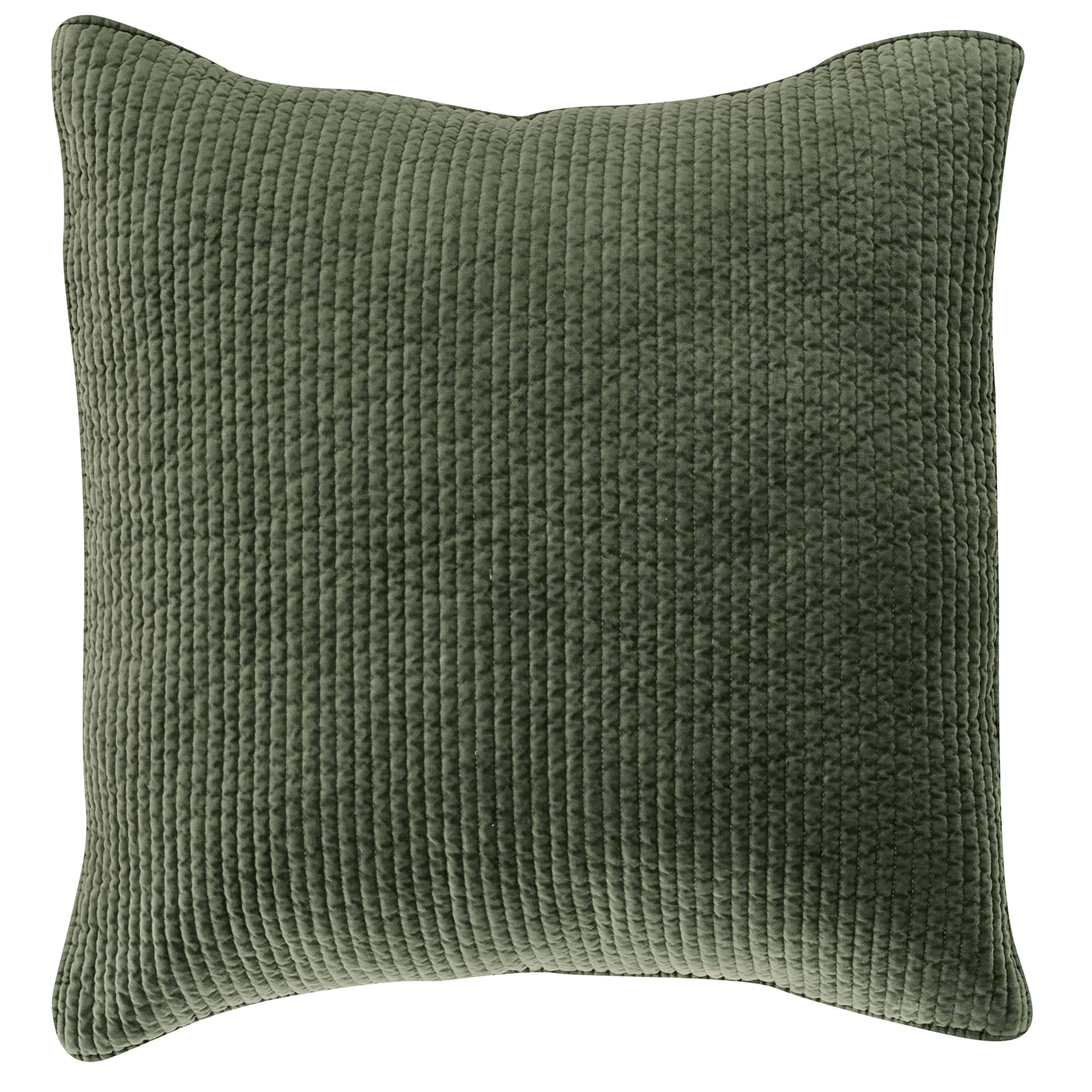 HiEnd Accents Stonewashed Cotton Velvet Quilted Euro Sham - Fern Green