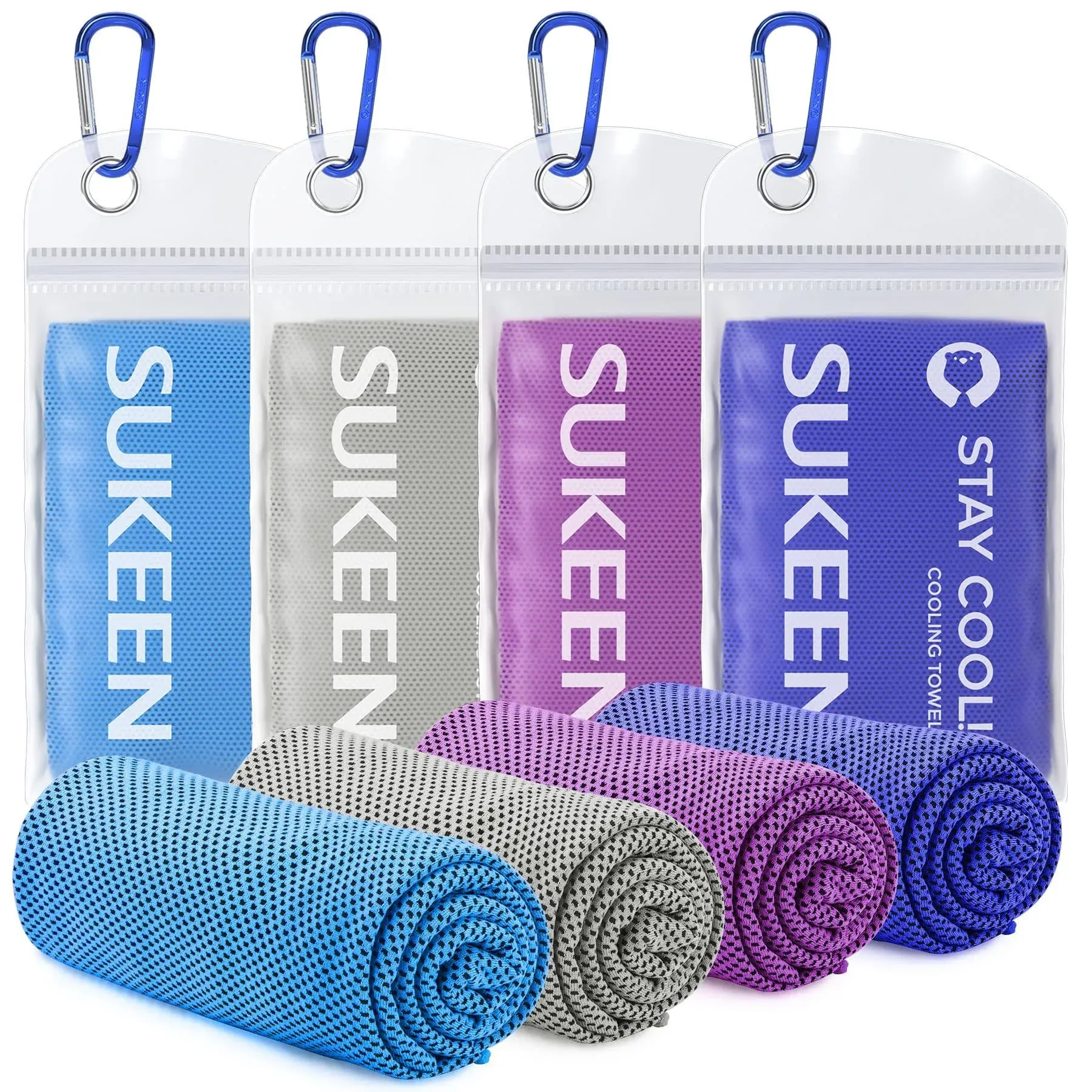 Sukeen 4 Pack Cooling Towel (40&#034;X12&#034;),Ice Towel,Soft Breathable Chilly Towel,M