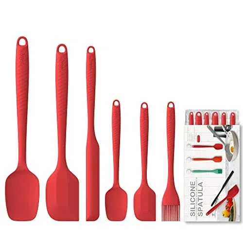 Permanent Warranty Silicone Spatula Set of 6 Heat Resistant 600 Food Scraper for ...