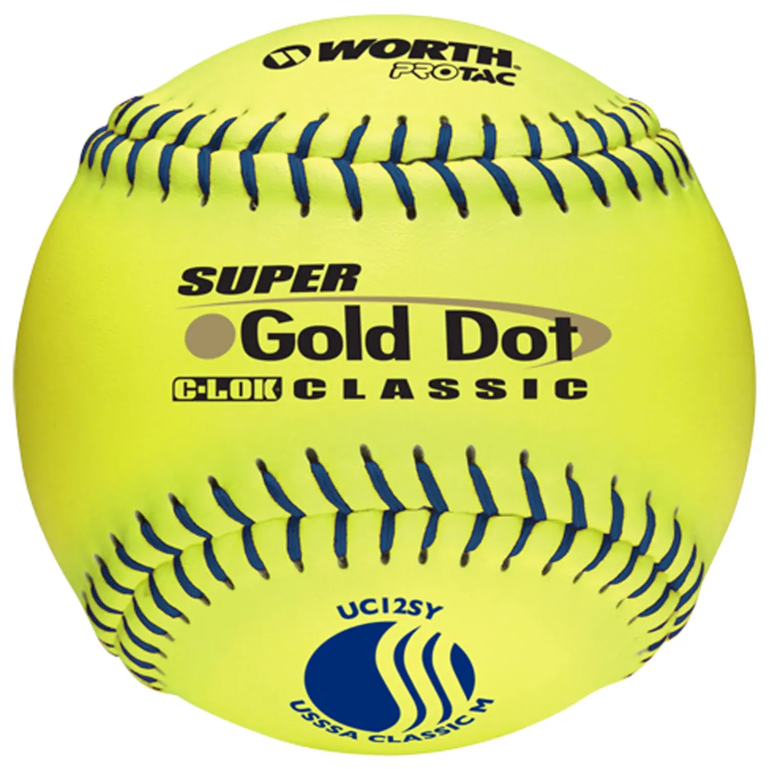 Worth 12" USSSA Gold Dot Classic Slowpitch Softballs, Yellow - 12 pack