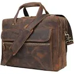 Leather Briefcase For Men Business Travel Messenger Bags 15.6 Inch Laptop Bag 