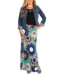 Yinggeli Womens Bohemian Print Long Maxi Skirt (Medium C-flower)