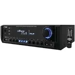 Pyle Wireless Bluetooth Power Amplifier System 300W 4 Channel Home Theater Audio Stereo Sound Receiver Box Entertainment w/ USB, RCA, 3.5mm AUX, LED, Remote for Speaker, PA, Studio- PT390BTU,BLACK 