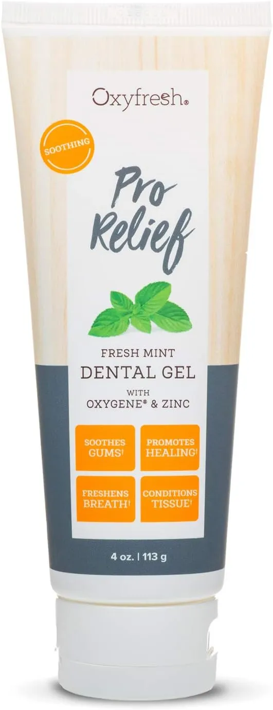 Oxyfresh Premium Pro Relief Dental Gel with Zinc –Infused with Aloe Vera, Chamomile and Xylitol – Dentist Recommended to Help Soothe Gum Tissue. 4 oz.