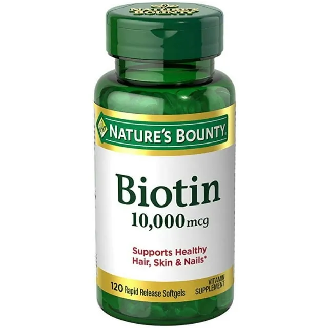 Nature's Bounty Biotin 10,000 mcg, Rapid Release Softgels 120 ea (Pack of 2)