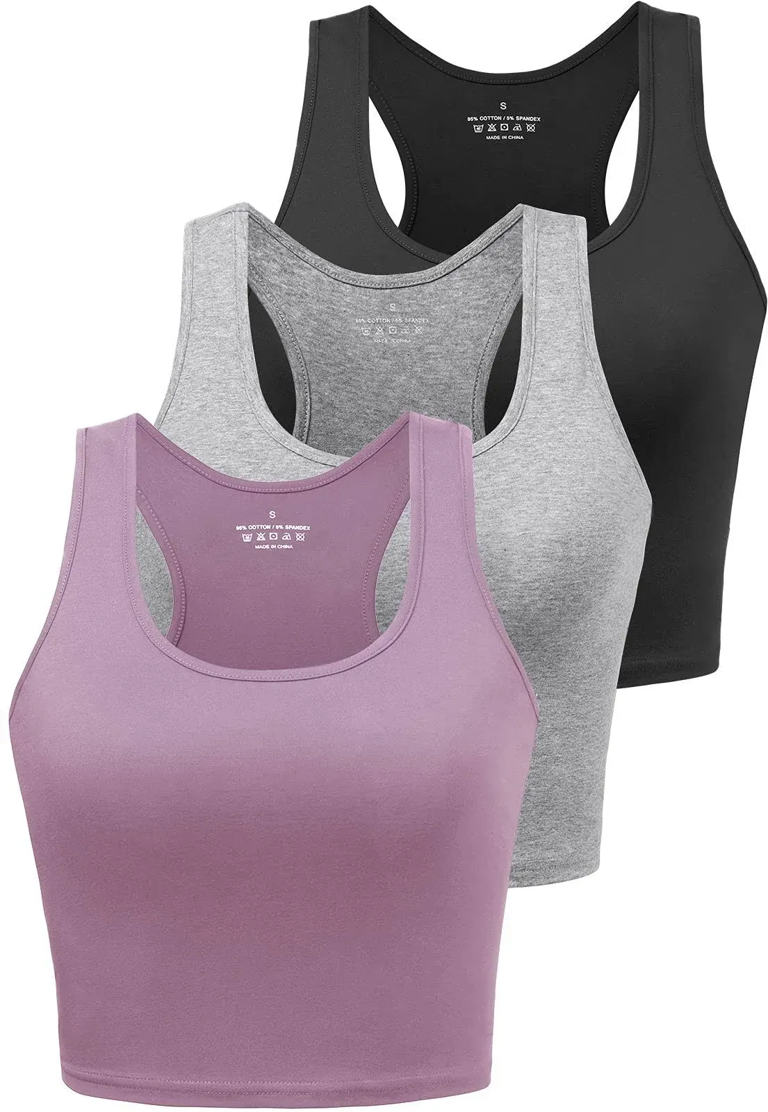 Porvike Sports Crop Tank Tops for Women Cropped Athletic Yoga Tops Racerback ...