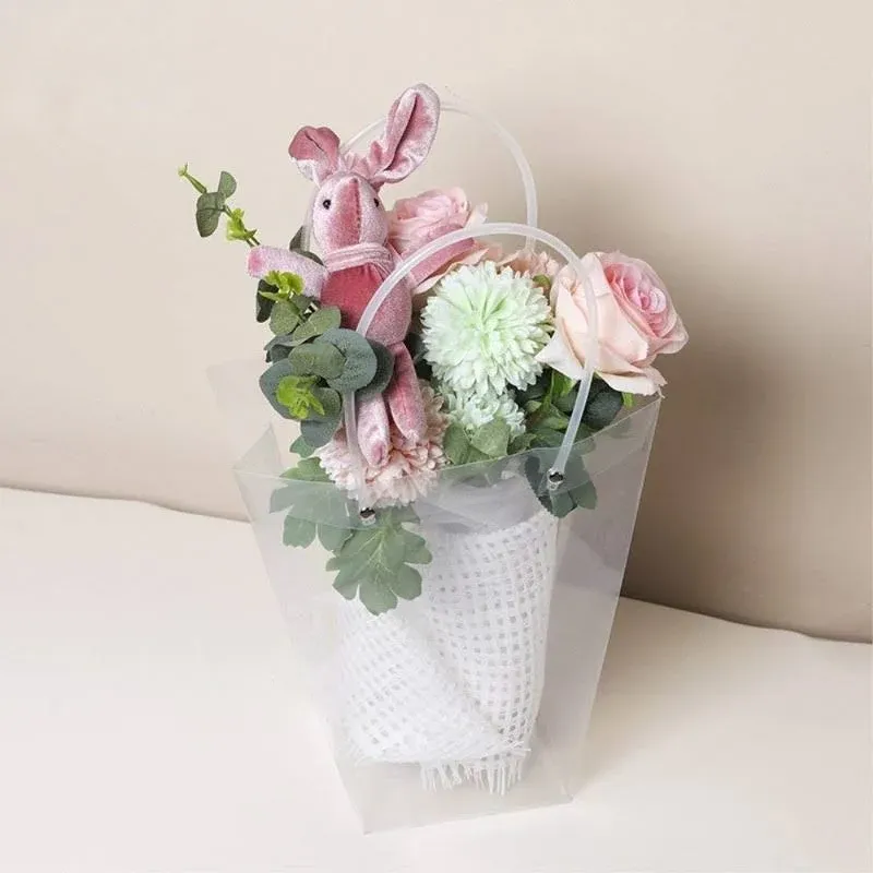 Bbj Wraps BBC Clear Flower Bouquet Bags with Handle Florist Shop Packaging ...