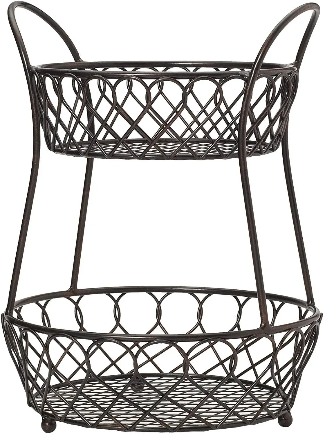 Gourmet Basics by Mikasa 2-Tier Lattice Countertop Basket, Black