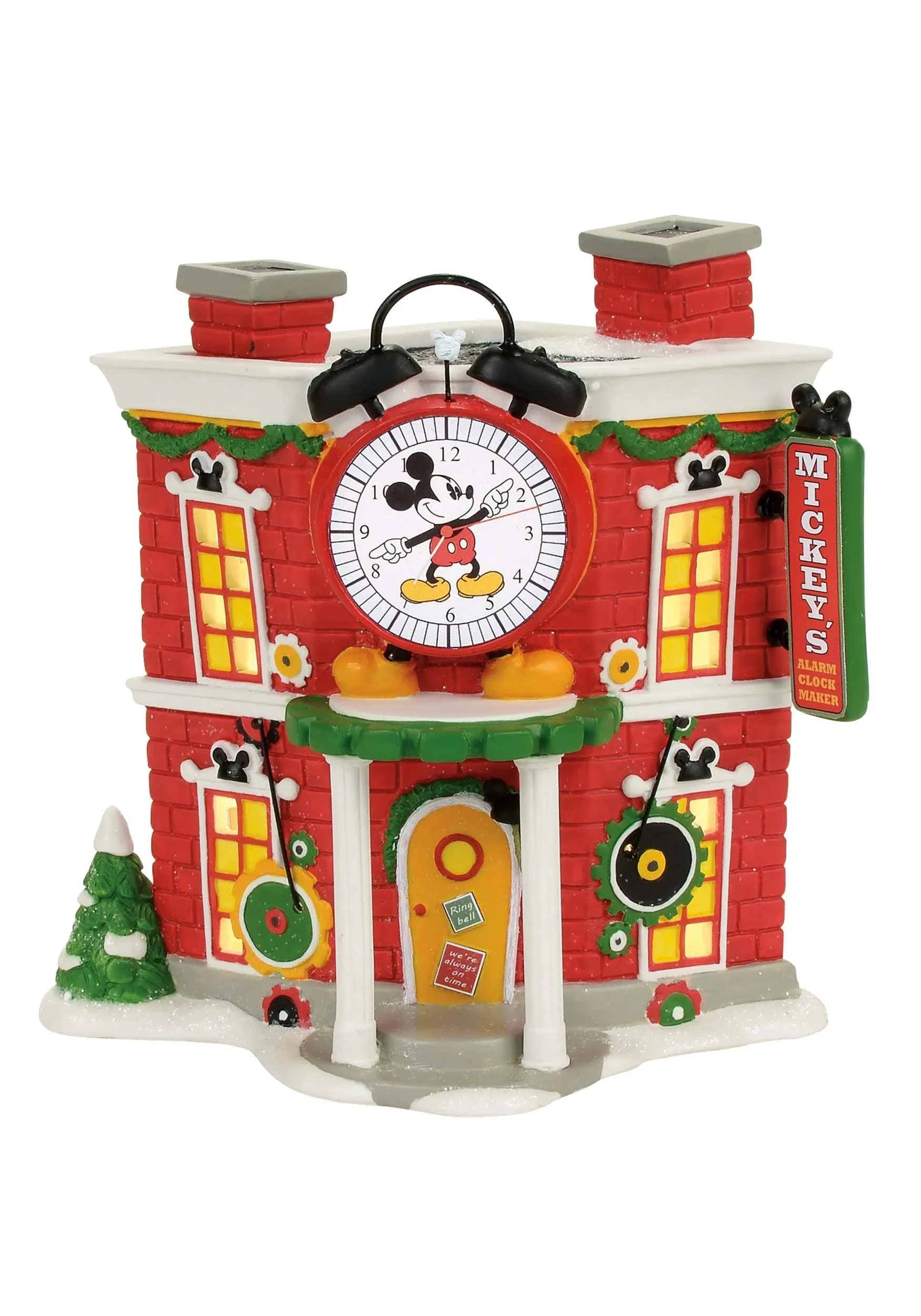 Department 56 Porcelain, Disney Mickey's Alarm Clock Shop Village Lit Building, Multicolor