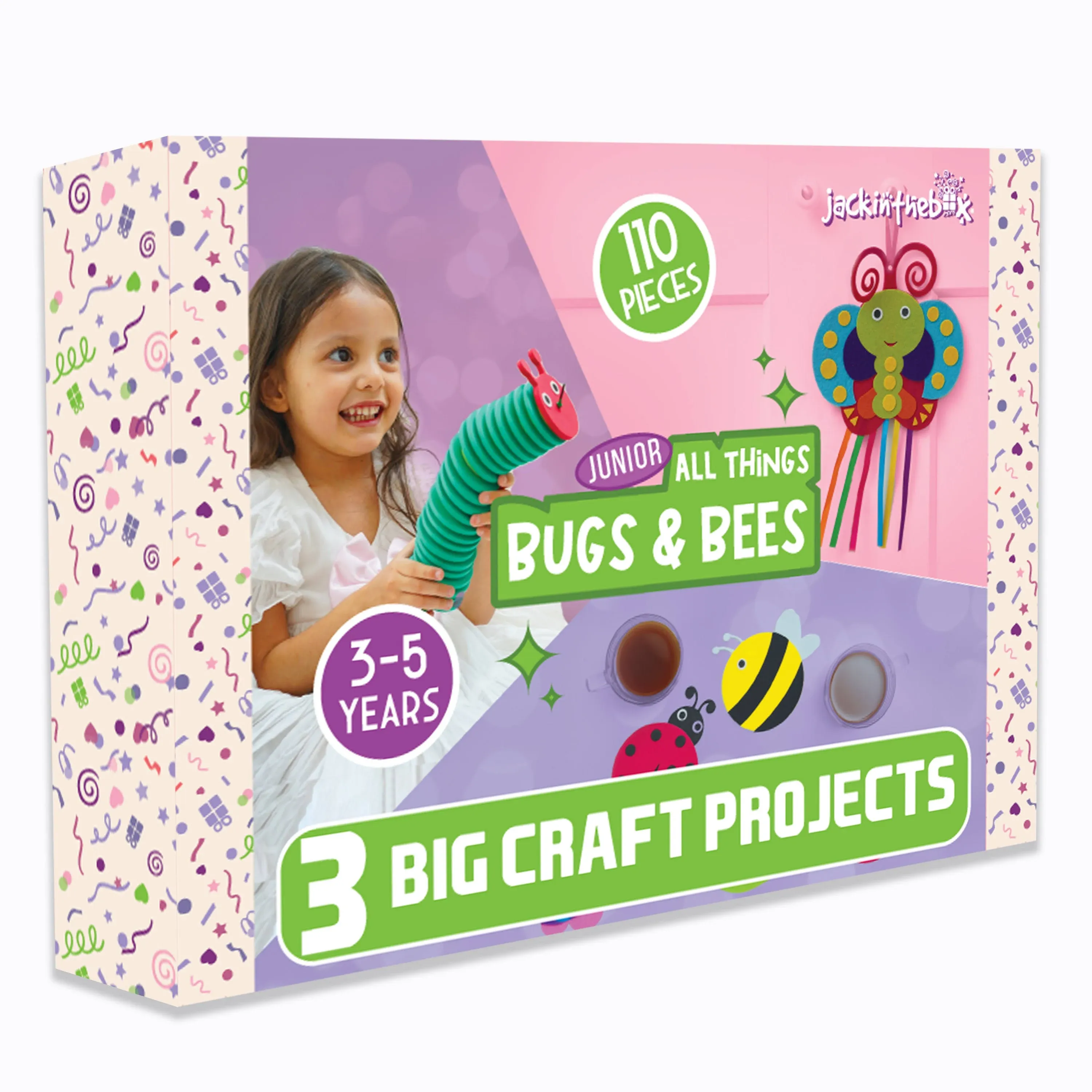 jackinthebox Junior. - Bugs and Bees Themed Art and Craft kit | 3-in-1 Craft Kit | Best Gift for Girls and Boys Ages 3 4 5 Years