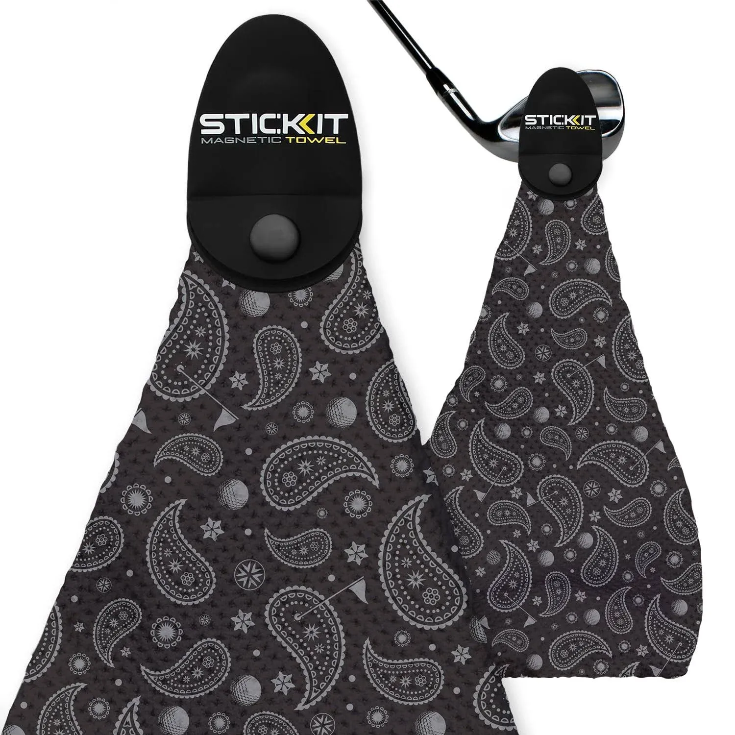 Stickit Magnetic Golf Towel Paisley Black