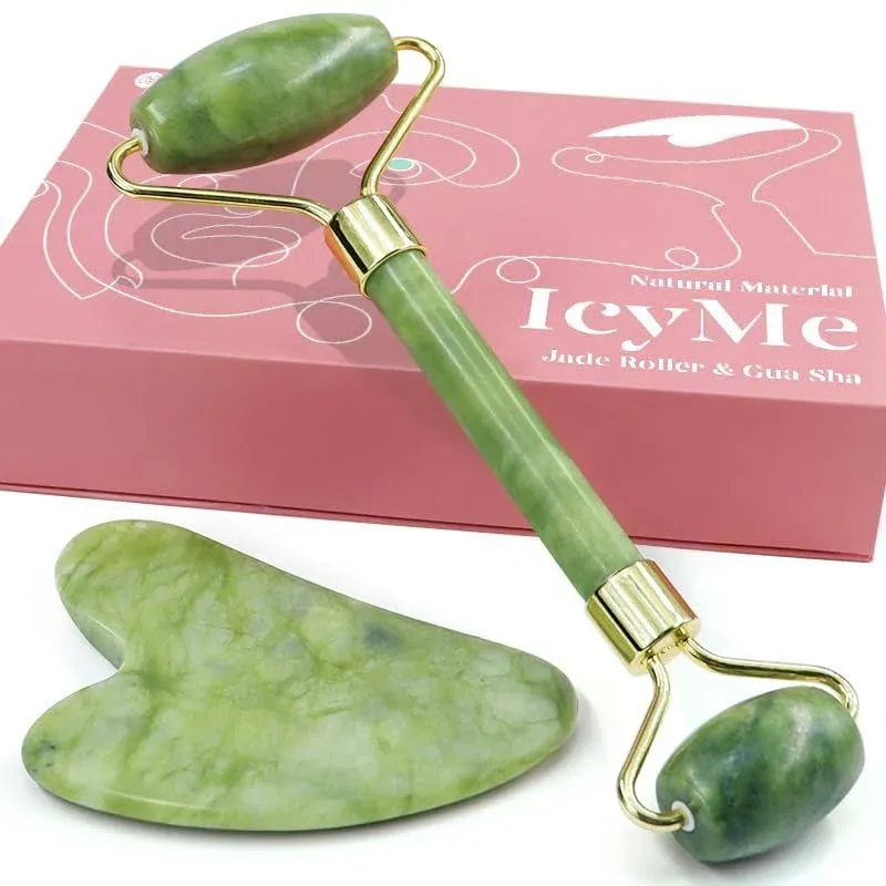 Gua Sha & Jade Roller Set Facial Beauty Tools, BAIMEI Face Roller and Guasha Facial Tool for Face, Neck and Eye Treatment Facial Roller for Skin Care