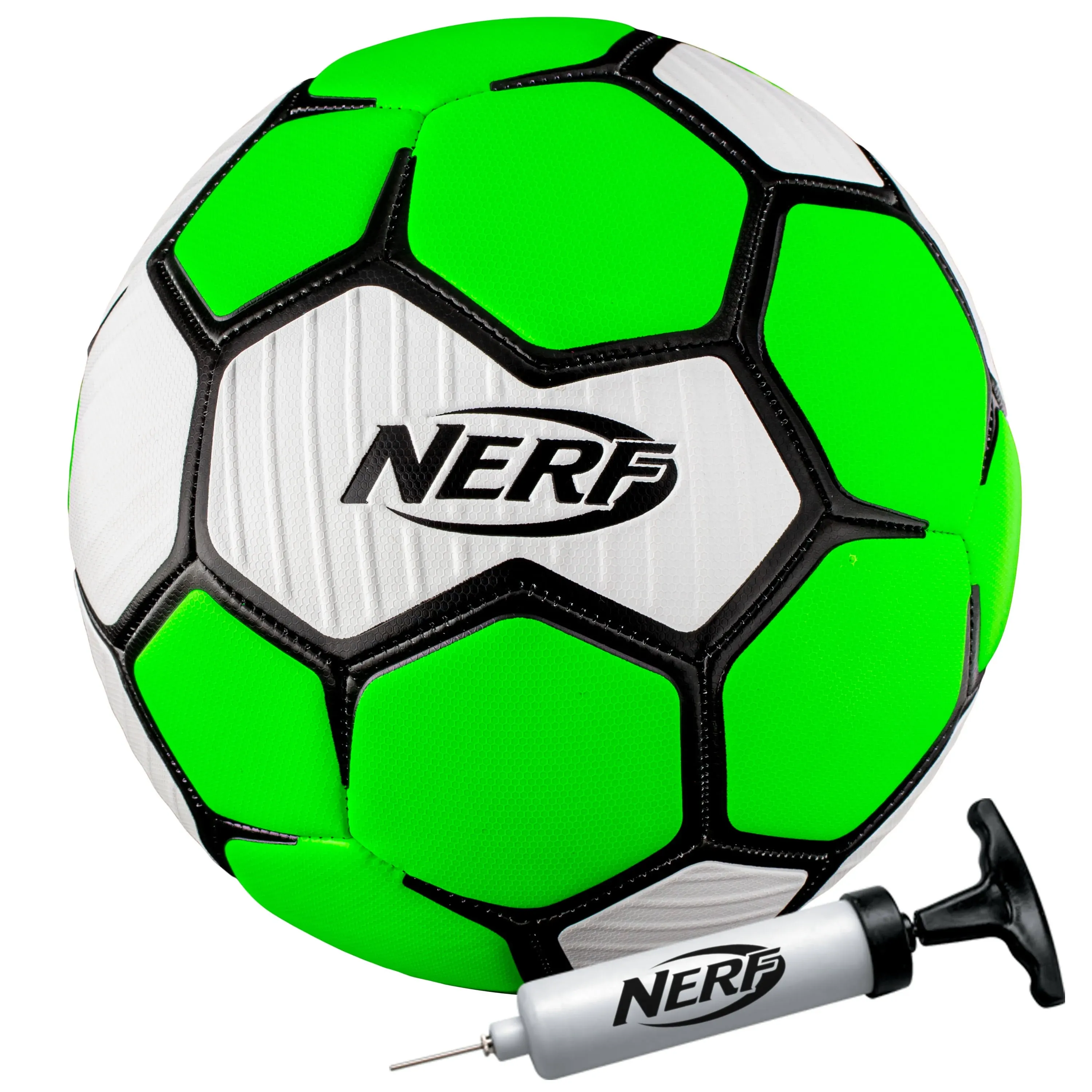 NERF Proshot Kids Soccer Balls - Size 3, 4 + 5 Indoor + Outdoor Youth Soccer Balls + Air Pump Set