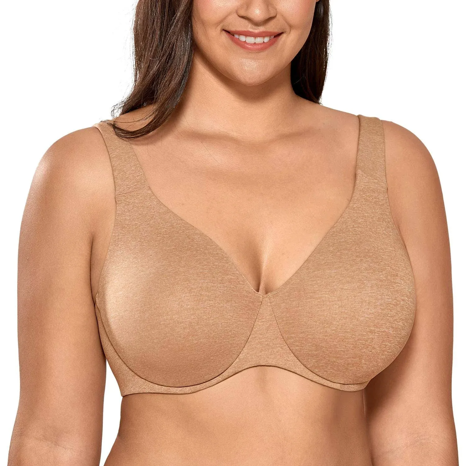 DELIMIRA Women's Plus Size Bras Minimizer Underwire Full Coverage Unlined Seamless Cup