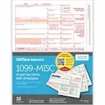 2023  1099 Misc Forms 4 Part Tax Forms Kit, 10 Laser Forms w envelopes