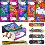 JOYIN 28 Pcs Valentines Day Finger Skateboards with Cards for Kids, Valentine Party Favor, Greeting Cards, Classroom Exchange Prizes, Holiday Reward Gifts, Finger Skateboard Toys