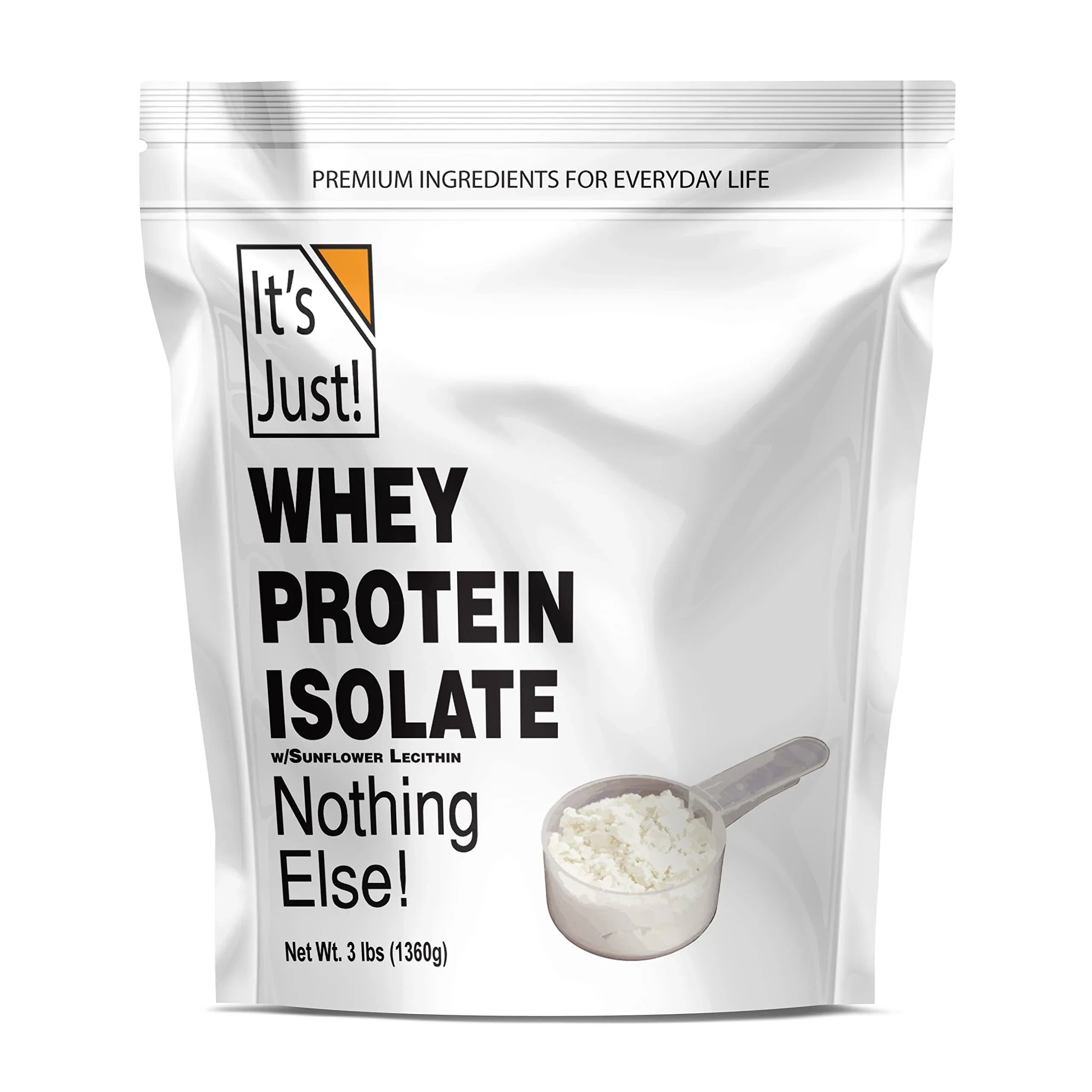 It's Just! - Whey Protein Isolate, Ultra Premium Grass-Fed, Unflavored, Made in USA, rBGH/RBST Hormone Free, Pure 90% Protein, Only 1G Carb, No