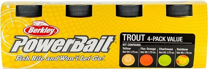 Berkley PowerBait Trout Dough Bait, Assorted 4-Pack, 3 Count