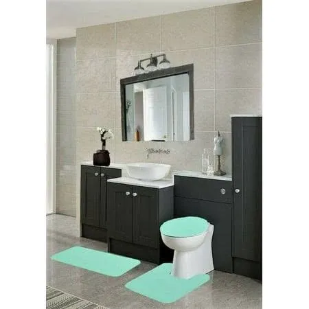 SAM2011 Bathroom Set Solid Color Mint #6 Non Slip Soft Chenille Bath Rug with ...