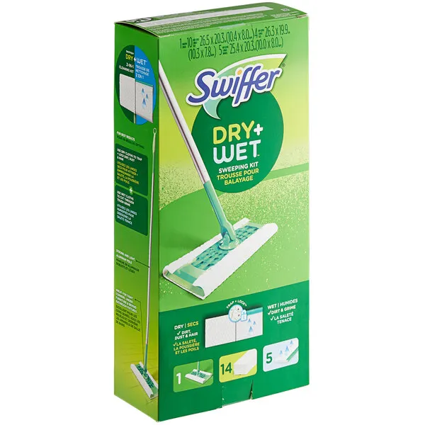 Swiffer Sweeper 2-in-1 Mops for Floor Cleaning, Dry and Wet Multi Surface Floor Cleaner, Sweeping and Mopping Starter Kit, Includes 1 Mop + 19 Refills, 20 Piece Set