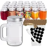 30 Pack Small Mason Jars, 1.5 Oz Mini Mason Jar Glasses with Lids &amp; Handles Mini