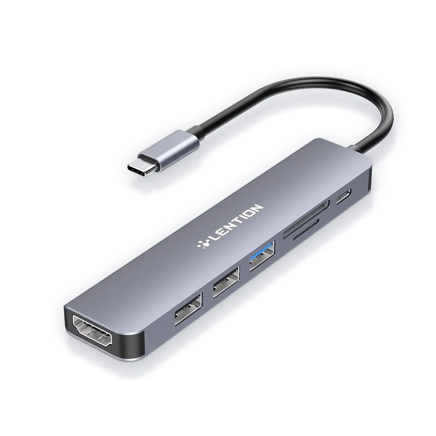 LENTION USB C Hub with 100W Charging, 4K Hdmi, Dual Card Reader, USB 3.0 & 2.0 Compatible 2022-201