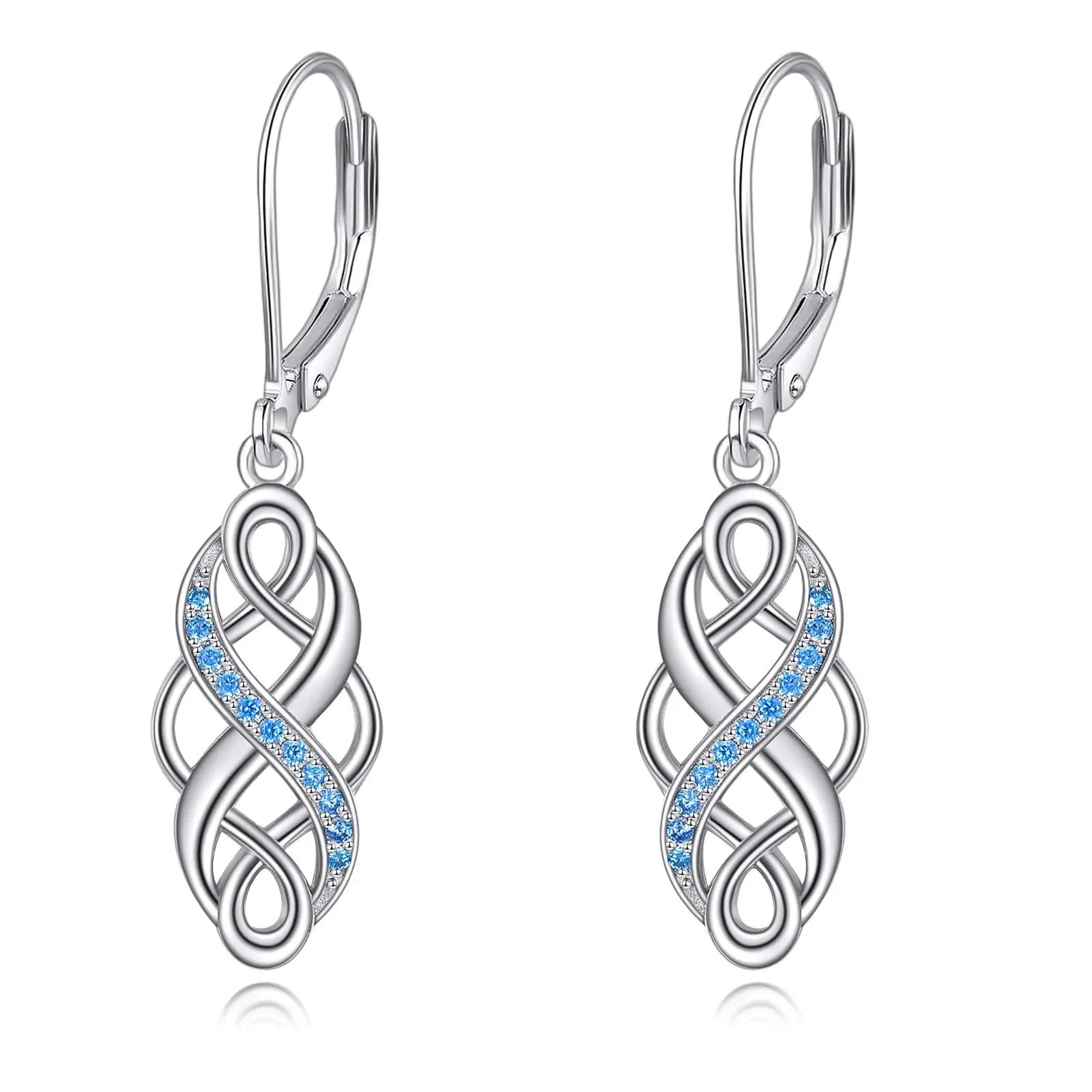 YFN Sterling Silver Celtic Knot Dangle Earrings Good Luck Irish Celtic Knot V...