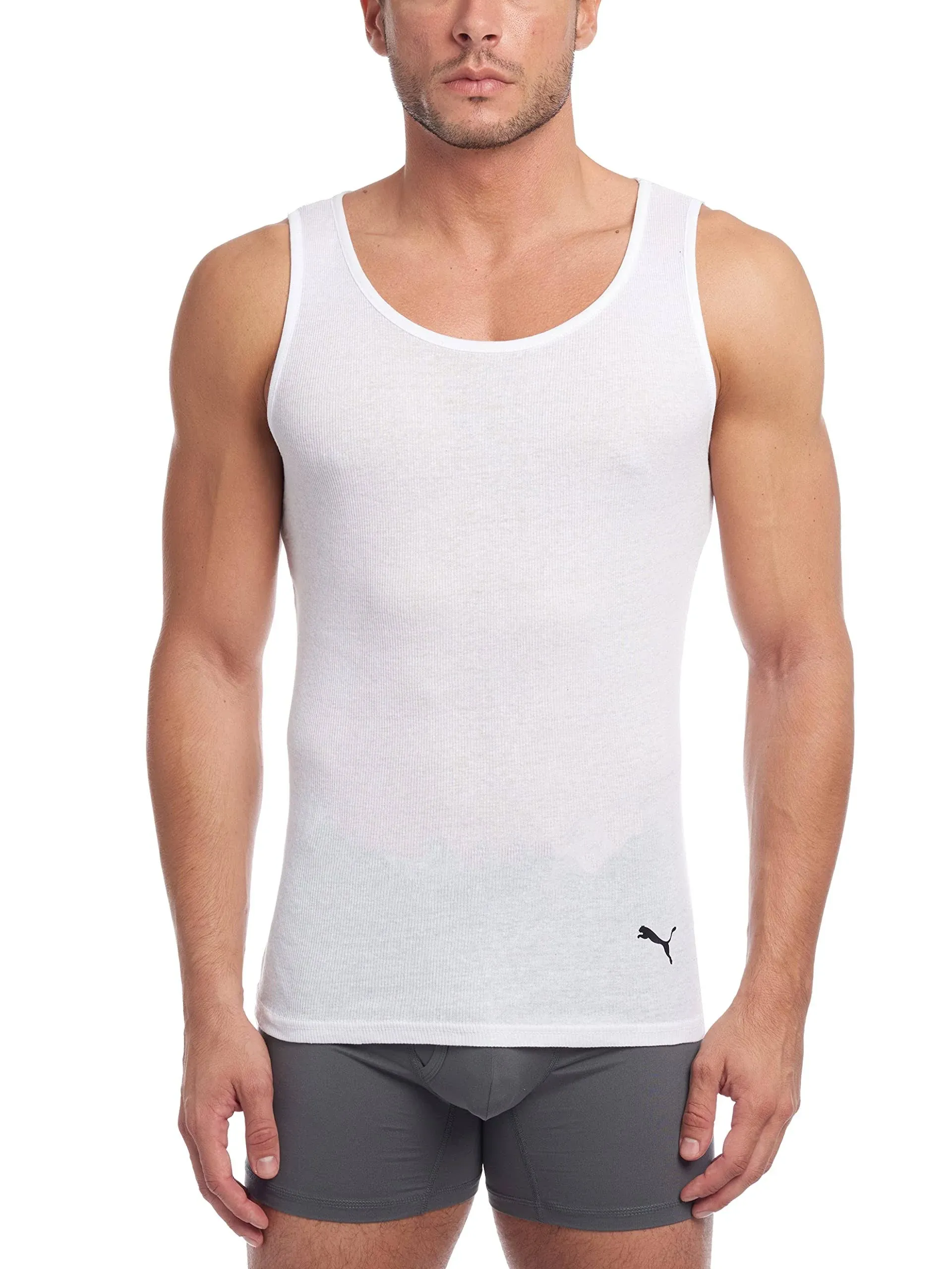 PUMA Men's 3 Pack Ribbed Tank Tops