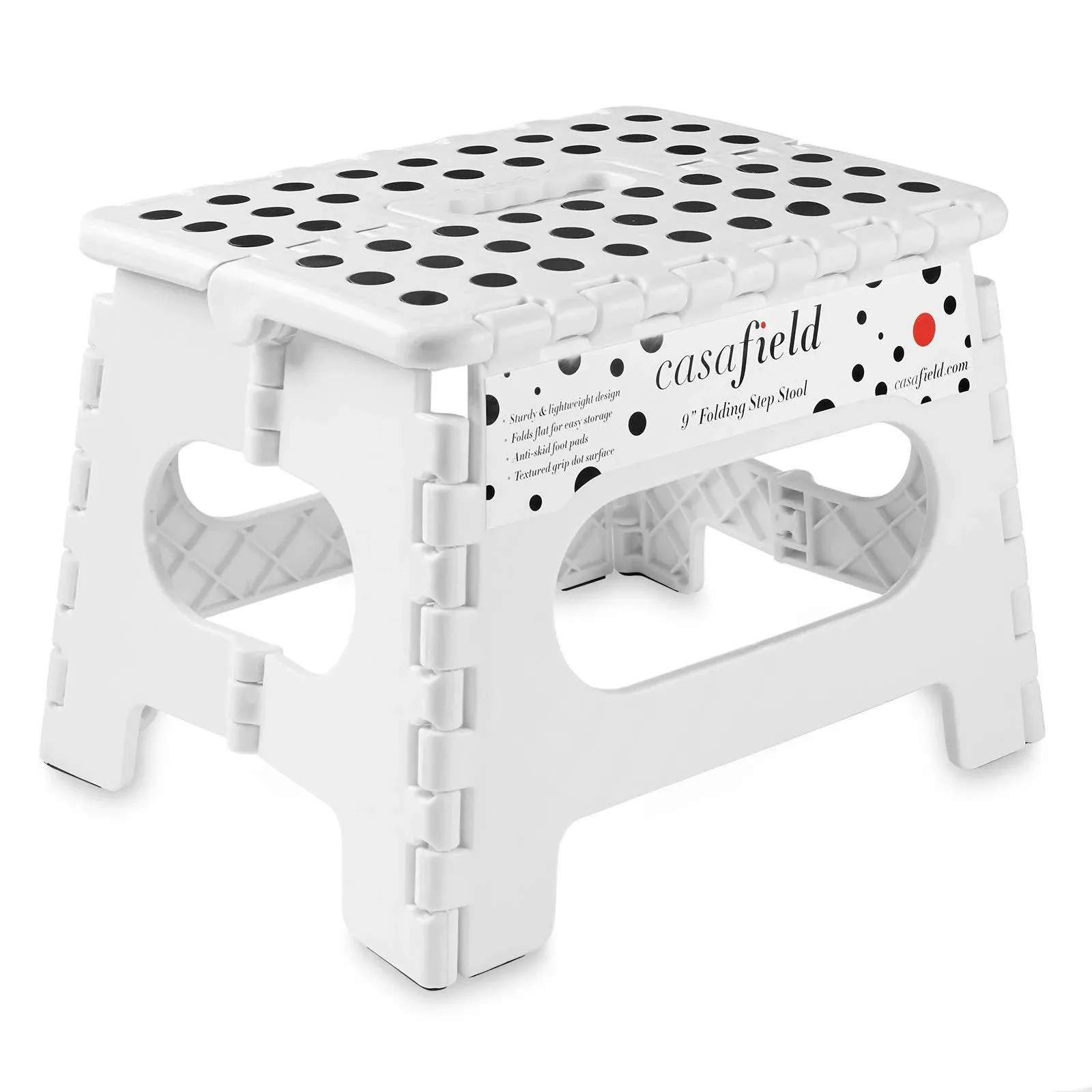 9&#034; Folding Step Stool With Handle White Portable Collapsible Small Plastic Foot 