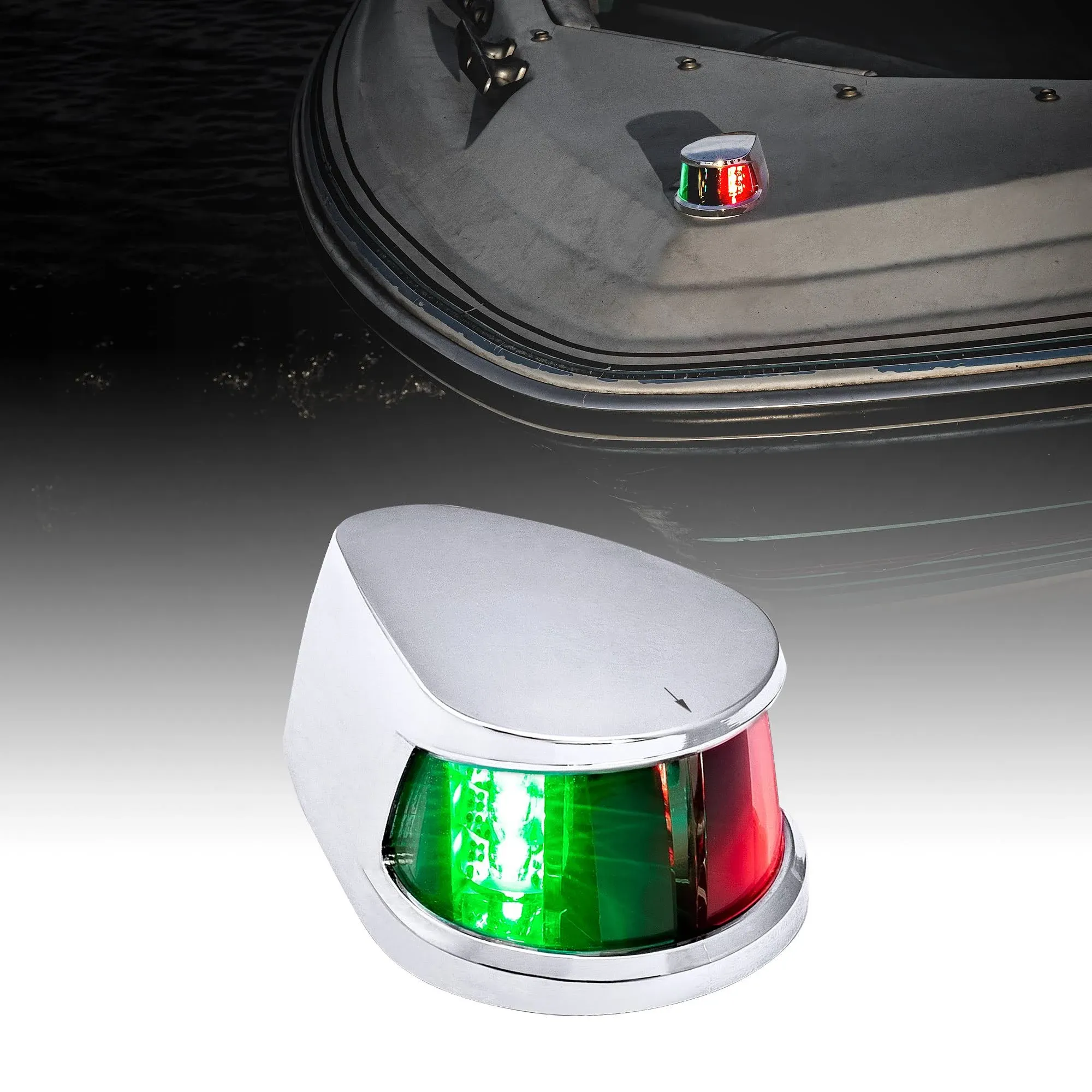 Red Green LED Marine Navigation Bow Light for Fishing Boats USCG ABYC A-16 2NM