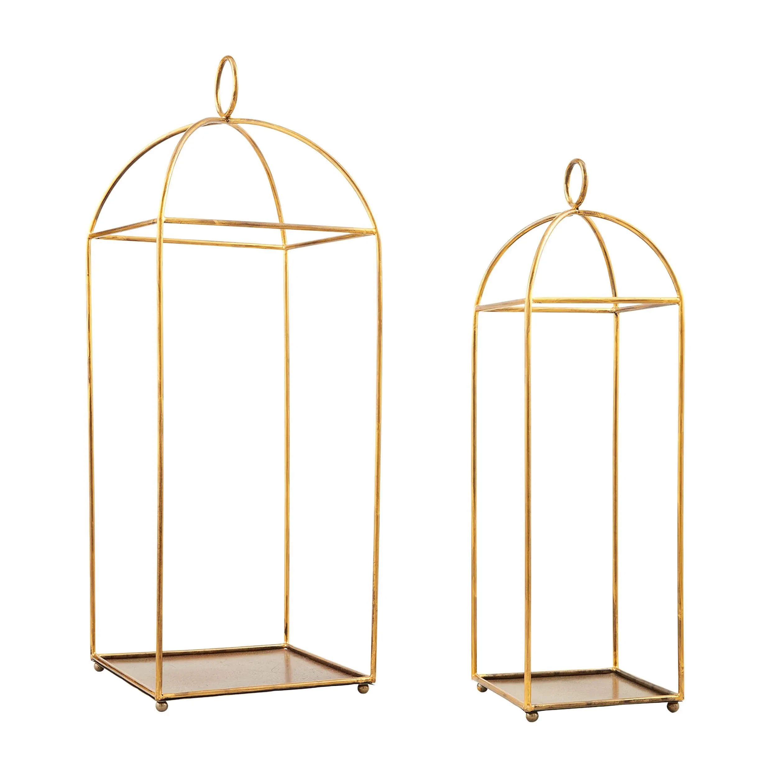 Mud Pie Tall Brass Lantern, Gold