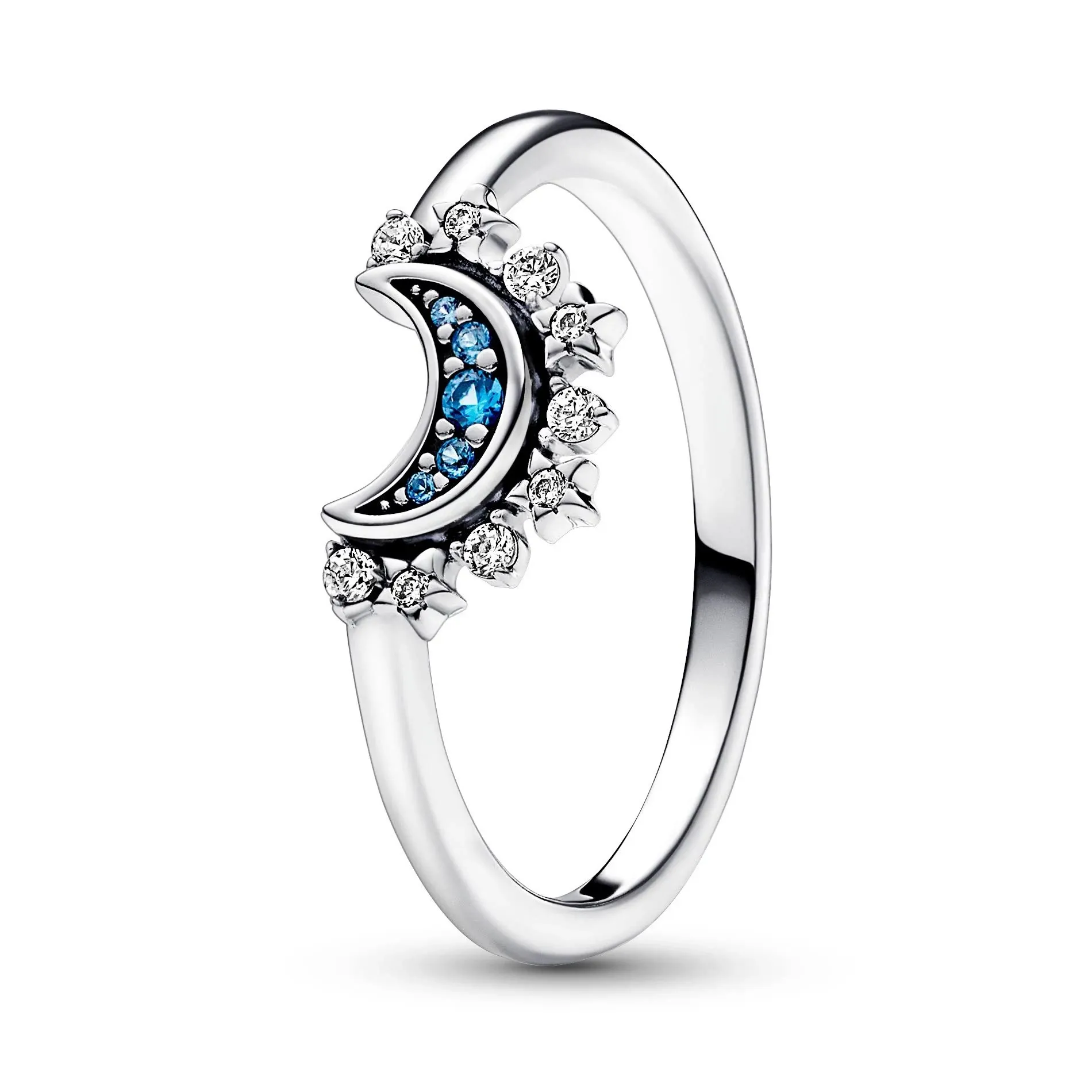 Pandora Bague Céleste Lune scintillante bleue