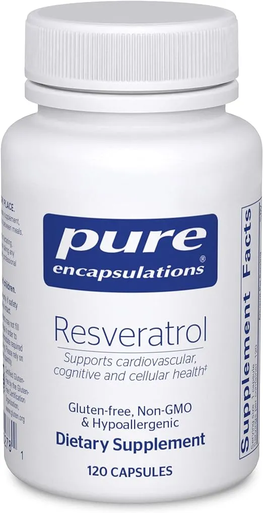 Pure Encapsulations Resveratrol - Cardiovascular, Cellular Health & Memory Support* - 40 mg Trans-Resveratrol - Antioxidants Supplement - Gluten Free & Non-GMO - 120 Capsules