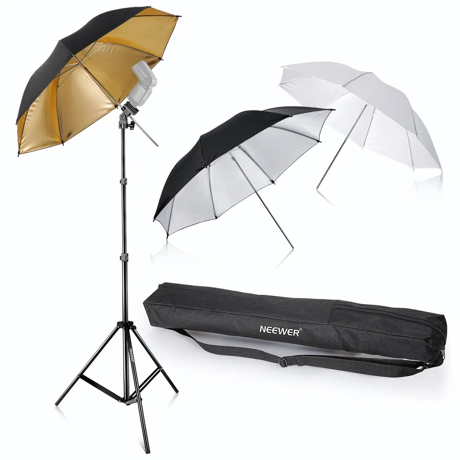 Neewer 33&#039;&#039; Flash Mount Three Reflective Umbrellas Kit for Canon 430EX II