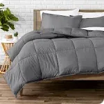 Bare Home Goose Down Alternative Comforter Set - Premium 1800 Collection - with Pillow Sham - 2 Piece Set - Twin/Twin XL, Gray