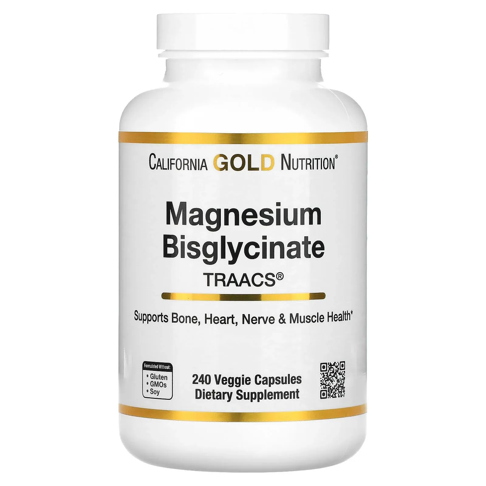 California Gold Nutrition, Magnesium Bisglycinate, 240 Veggie Capsules