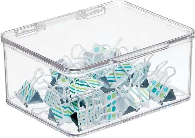 mDesign Small Plastic Desk Organizer Box Bin