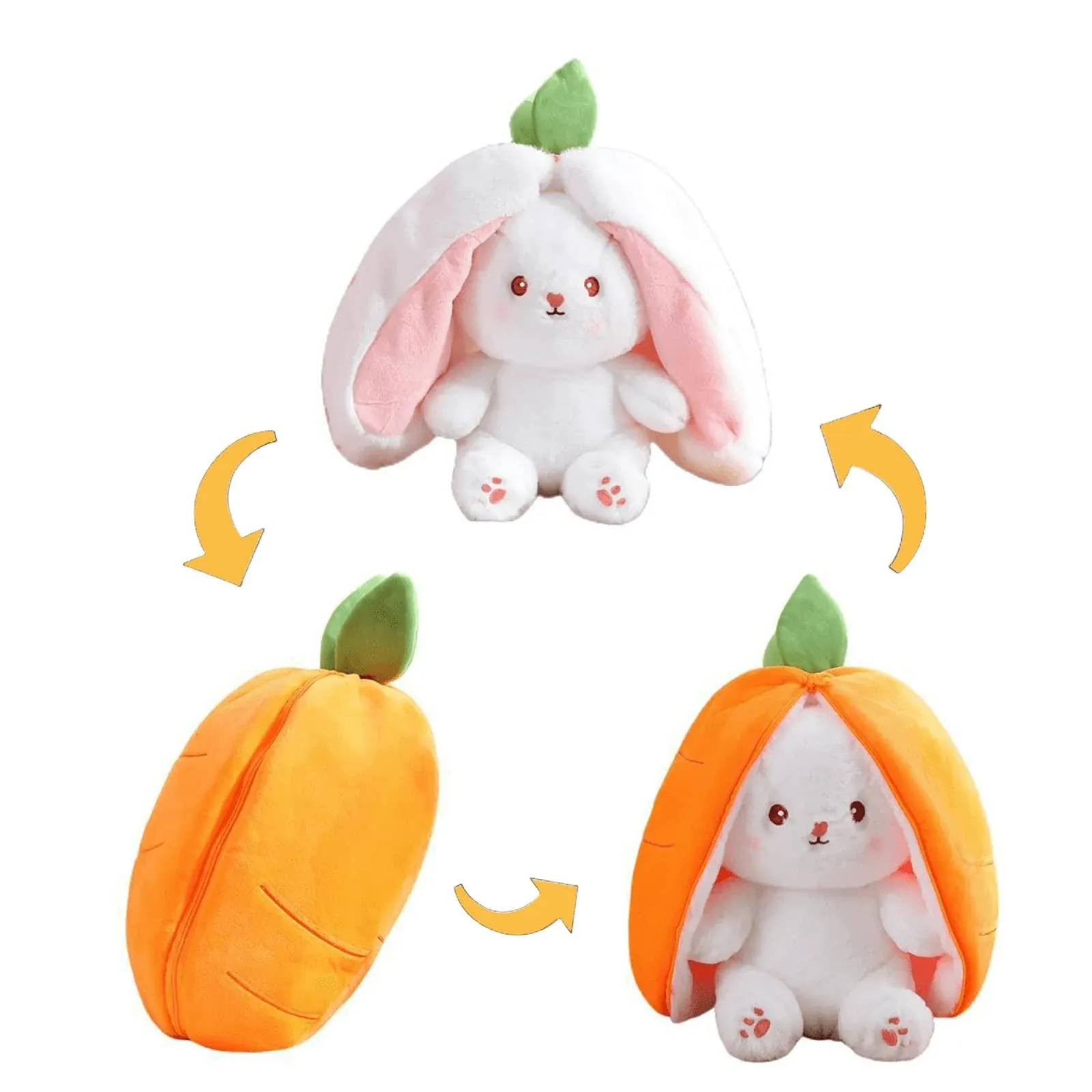 Bunny Stuffed Animal Reversible carrot Pillow with Zipper Cute novelty children's plush toy